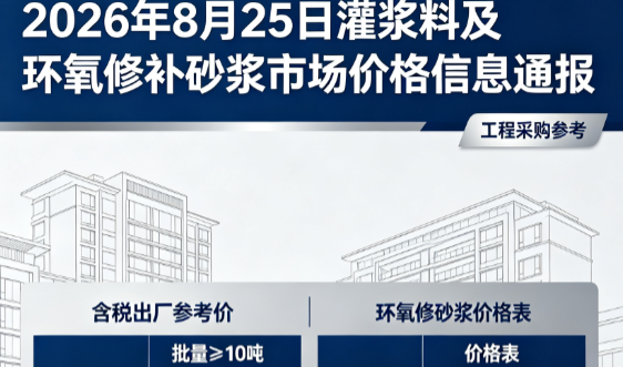 文儒镇2026年8月25日灌浆料及环氧修补砂浆市场价格信息通报